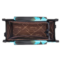 WG133-8120S Wrangler Cow Print Concealed Carry Tote/Crossbody - Turquoise