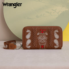 WG134-W006 Wrangler Bandana Paisley Print Wallet Brown