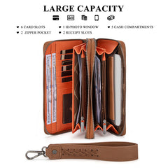 Wrangler Dual Zipper Compartment Large Wallet