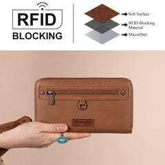 Wrangler Dual Zipper Compartment Large Wallet