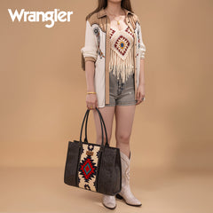 Wrangler Vintage Tooled Aztec Pattern Print Concealed Carry Large Tote