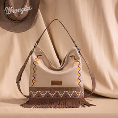 Wrangler Aztec Embroidered Fringe Shoulder Bag