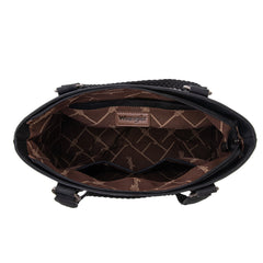 WG78-G8317 Wrangler Braided Detail Multi Pockets Concealed Carry Tote - Black