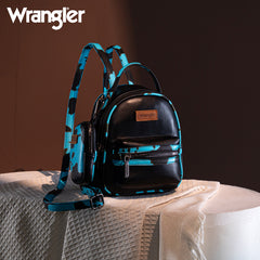 Wrangler Cow Print Decorated Zipper Mini Backpack