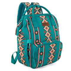 2024 New Wrangler Aztec Southwestern Pattern Dual Sided Print Multi-function Backpack-Green