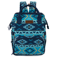 2024 New Wrangler Aztec Southwestern Pattern Dual Sided Print Multi-function Backpack-Navy