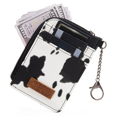 Wrangler Cow Print Mini Zip Card Case