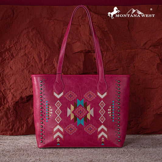 Montana West Aztec Embroidered Collection Concealed Carry Tote