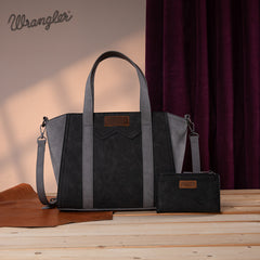 Wrangler "W" Stitch Two Tone Tote/Crossbody