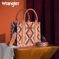 Wrangler Aztec Embroidered Whipstitch Canvas Mini Tote Bag