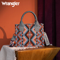 Wrangler Aztec Embroidered Whipstitch Canvas Mini Tote Bag