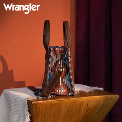 Wrangler Aztec Embroidered Whipstitch Canvas Mini Tote Bag