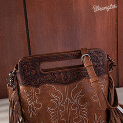 Wrangler Top Handle Embroidered Fringe Tote/Crossbody