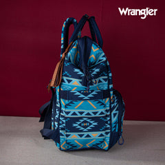 2024 New Wrangler Aztec Southwestern Pattern Dual Sided Print Multi-function Backpack-Navy