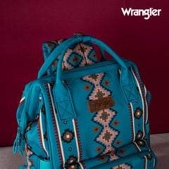 2024 New Wrangler Aztec Southwestern Pattern Dual Sided Print Multi-function Backpack-Turquoise