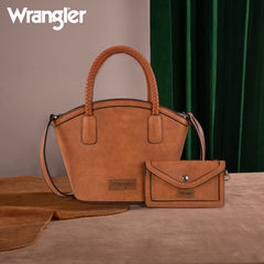 Wrangler Braided Ombre Leather Tote Bag Set
