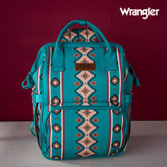 2024 New Wrangler Aztec Southwestern Pattern Dual Sided Print Multi-function Backpack-Green