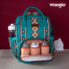 2024 New Wrangler Aztec Southwestern Pattern Dual Sided Print Multi-function Backpack-Green