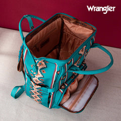 2024 New Wrangler Aztec Southwestern Pattern Dual Sided Print Multi-function Backpack-Green