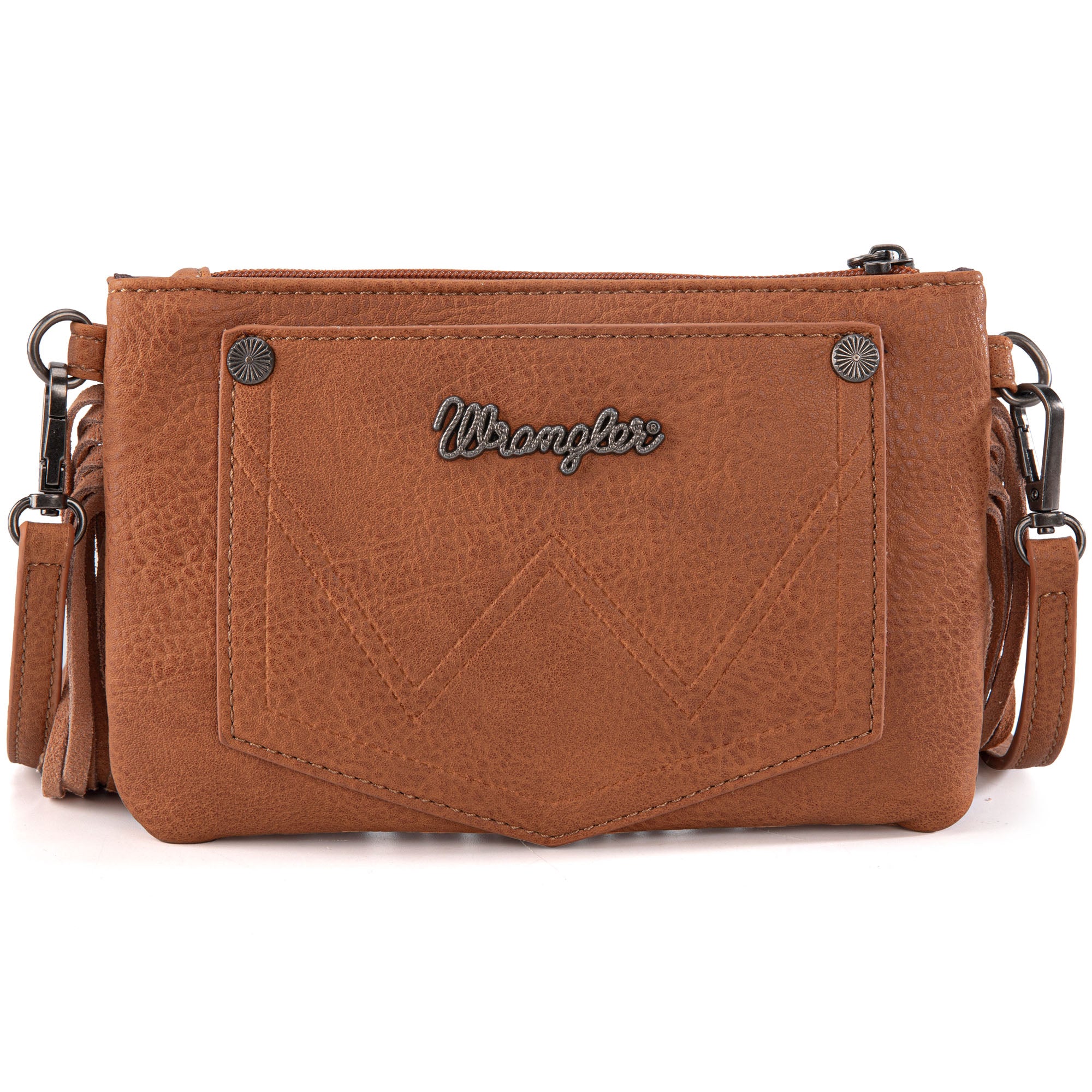 Wrangler Vintage Floral Tooled Collection Fringe Crossbody - Cowgirl Wear