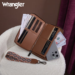 Wrangler Aztec Embroidered Canvas Whipstitch Wristlet