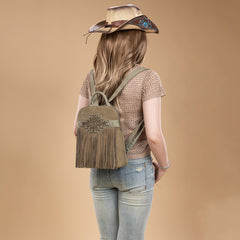Trinity Ranch Aztec Tooled Fringe Concealed Carry Backpack