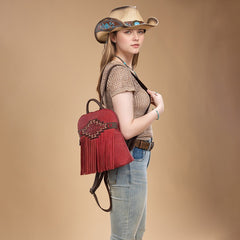 Trinity Ranch Aztec Tooled Fringe Concealed Carry Backpack