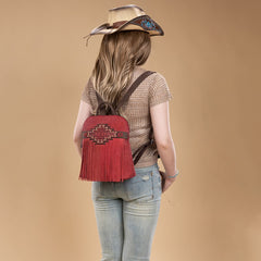 Trinity Ranch Aztec Tooled Fringe Concealed Carry Backpack