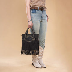 Trinity Ranch Aztec Tooled Fringe Concealed Carry Tote