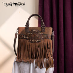 Trinity Ranch Aztec Tooled Fringe Concealed Carry Tote