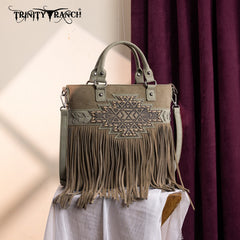 Trinity Ranch Aztec Tooled Fringe Concealed Carry Tote