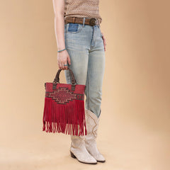Trinity Ranch Aztec Tooled Fringe Concealed Carry Tote