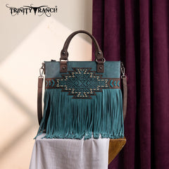 Trinity Ranch Aztec Tooled Fringe Concealed Carry Tote