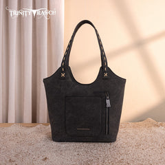 Trinity Ranch Genuine Hair-On Cowhide Tooled Concealed Carry Tote