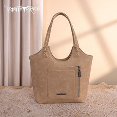 Trinity Ranch Genuine Hair-On Cowhide Tooled Concealed Carry Tote