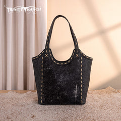 Trinity Ranch Genuine Hair-On Cowhide Tooled Concealed Carry Tote