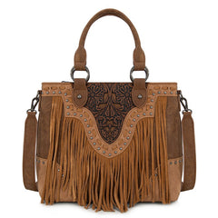 Trinity Ranch Floral Tooled Fringe Tote Bag