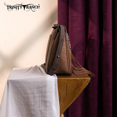 Trinity Ranch Aztec Tooled Fringe Crossbody