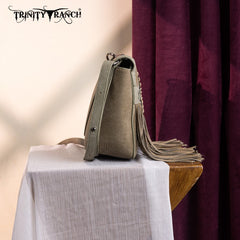 Trinity Ranch Aztec Tooled Fringe Crossbody