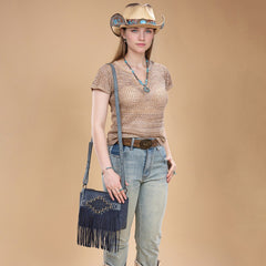 Trinity Ranch Aztec Tooled Fringe Crossbody
