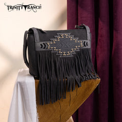 Trinity Ranch Aztec Tooled Fringe Crossbody