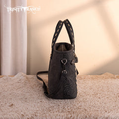 Trinity Ranch Genuine Hair-On Cowhide Tooled Tote Bag