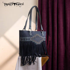 Trinity Ranch Aztec Tooled Fringe Concealed Carry Tote Set