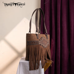 Trinity Ranch Aztec Tooled Fringe Concealed Carry Tote Set