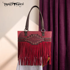Trinity Ranch Aztec Tooled Fringe Concealed Carry Tote Set