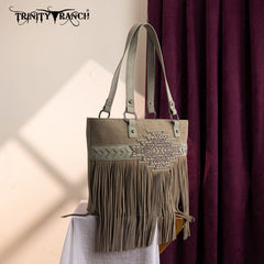 Trinity Ranch Aztec Tooled Fringe Concealed Carry Tote Set