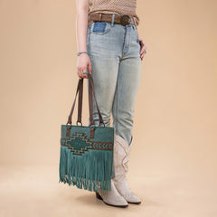 Trinity Ranch Aztec Tooled Fringe Concealed Carry Tote Set