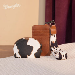 Wrangler Cow Print Mini Zip Card Case