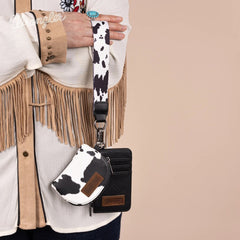 Wrangler Cow Print Mini Zip Card Case