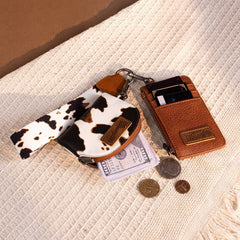 Wrangler Cow Print Mini Zip Card Case
